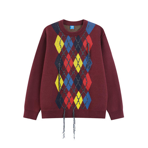CryingCenter 星星节日彩灯菱格纹宽松圆领毛衣 哭喊中心 商品图6