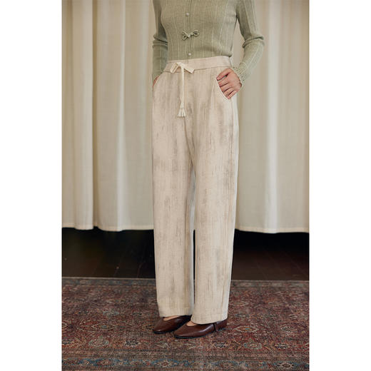 HeyDress新中式印花休闲裤女冬季宽松阔腿裤扎染长款简约百搭裤子 商品图3