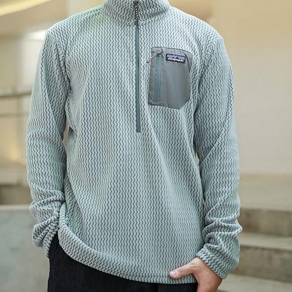 平替速干锁温透气半拉链立领户外秋冬季提花抓绒衣运动滑雪中间层