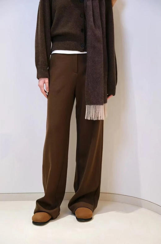 【爆款裤王】针织简约阔腿裤 羊毛混纺针织布直筒裤 炙热咖色 高腰设计 拉长腿部线条 打造松弛穿搭 高腰廓形 宽而不肥 商品图6