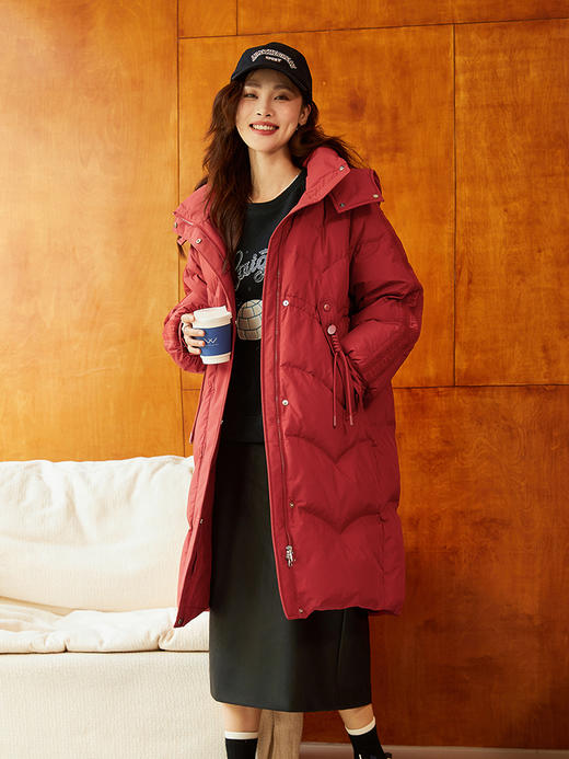立领拼接袖羽绒服女2024年冬季新款加厚宽松90%鸭绒中长款外套 商品图0