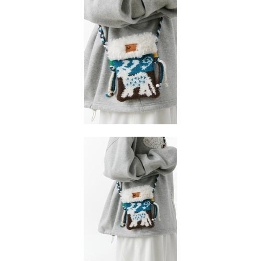 CryingCenter 雪顶烟囱复古毛织拼接编织斜挎包 哭喊中心 商品图2