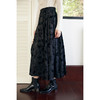 HeyDress新中式提花马面裙女冬季国风黑色植绒a字气质百褶半身裙 商品缩略图3