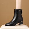 【预售5天】名媛辣妈时装靴秋冬季新款靴子方头粗跟中跟女靴车缝线小皮靴短靴HY&H3550 商品缩略图0