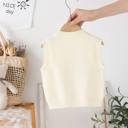 【可爱卡通设计，温暖毛线材质！】女童针织马甲 春秋外穿宝宝坎肩毛衣 婴儿毛线马夹 卡通毛衣背心-QQ 商品图3