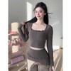跃牌【禅语梵心】秋冬裸感花边瑜伽服长袖半固定杯跑步修身运动文胸透气健身服上衣CX5027 商品缩略图2