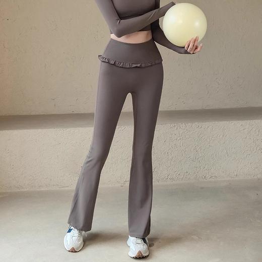 跃牌【禅语梵心】荷叶边微喇瑜伽裤女高腰显瘦运动喇叭裤CK5028 商品图3