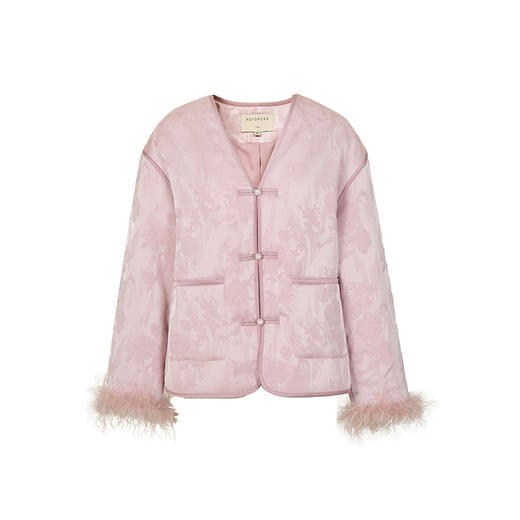 HeyDress新中式盘扣棉服女冬季加厚保暖棉衣国风设计感提花外套 商品图4