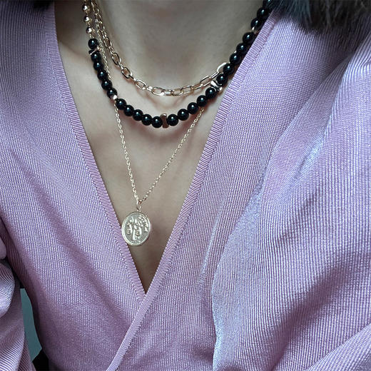 LHWINDSOR 圆珠失衡项链巴洛克珍珠不平衡设计颈链小众轻奢时尚饰品 商品图8
