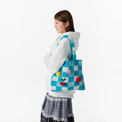 CryingCenter 水果立体钩针格纹托特编织包单肩手提 哭喊中心 商品图3