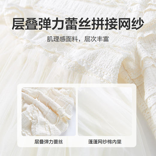 笛莎Deesha 童装女童连衣裙2025春新款芭蕾风弹力蕾丝网纱连衣裙 商品图3