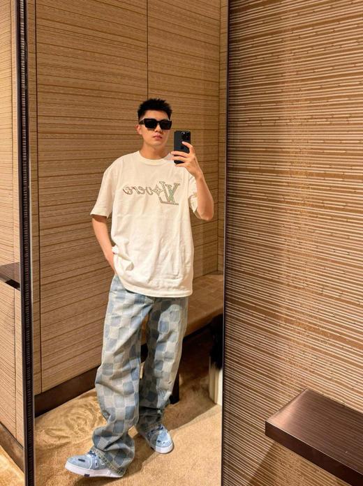 驴家 棋盘格直筒牛仔裤（JN） 商品图1