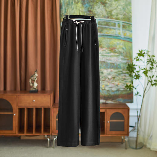 【高货wl】全新升级【铂金会员220/天猫289/差价69】(14041) 洛诗琳冬季通勤松紧腰休闲时尚气质垂感卫裤羊毛阔腿裤女 商品图2