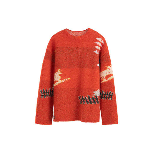 绽放834朵/阿勒泰毛衣羊毛混纺冬牧场动物提花圣诞保暖套头毛杉 商品图3