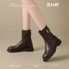 ZHR则则洋气百搭瘦瘦靴加绒马丁靴2024新款厚底短靴西部搭扣女靴 商品缩略图9
