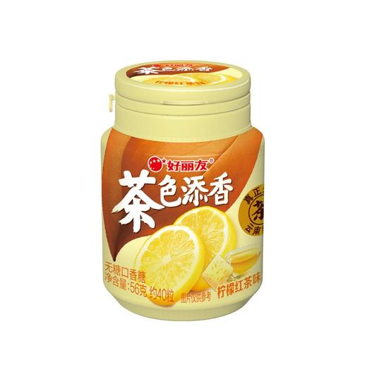好丽友56g茶色添香柠檬红茶味无糖口香糖 商品图0