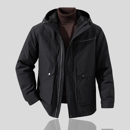 罗蒙秋冬季男装鸭绒服舒适保暖羽绒服男时尚连帽百搭纯色男士外套 商品图8