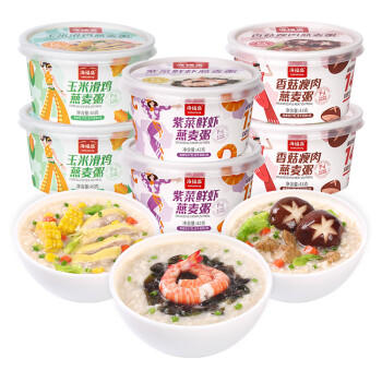 海福盛方便食品速食粥懒人食品早餐高膳食燕麦冻干粥3味6杯256g /粮油调味 /方便食品 /速食粥 商品图0
