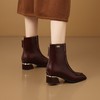 【预售5天】名媛辣妈时装靴秋冬季新款靴子方头粗跟中跟女靴车缝线小皮靴短靴HY&H3550 商品缩略图4