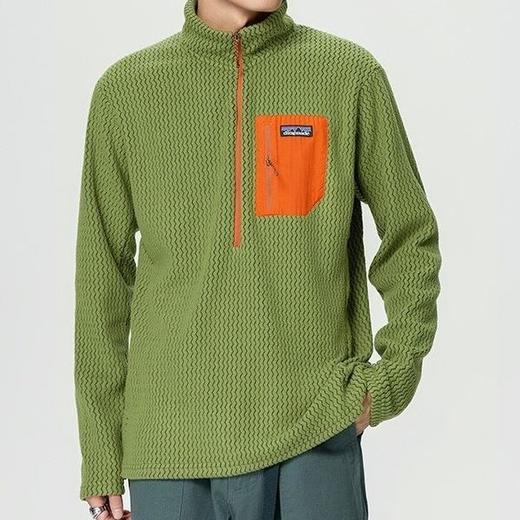 平替速干锁温透气半拉链立领户外秋冬季提花抓绒衣运动滑雪中间层 商品图2