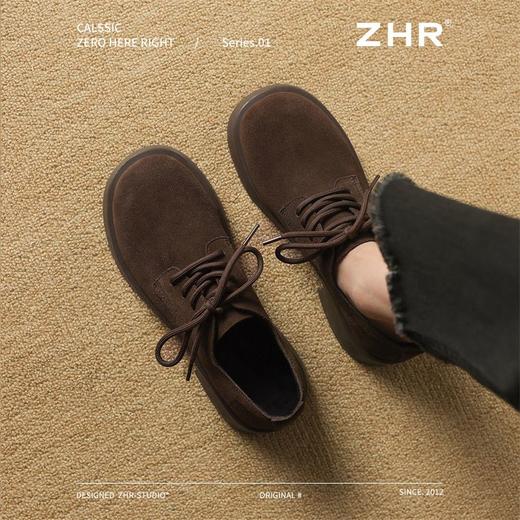 ZHR新中式加绒单鞋2024新款冬季保暖短筒女鞋时尚平跟ins乐福鞋女 商品图8