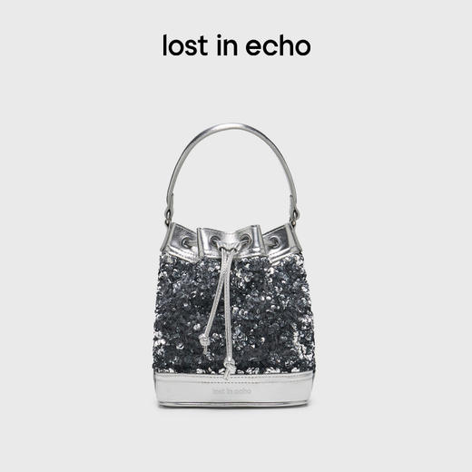 lost in echo2025春夏新款通勤高级丝绒亮片牛皮手提斜挎水桶包女 商品图0