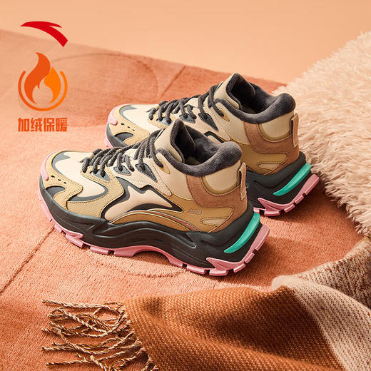 安踏生巧鞋丨加绒保暖高帮棉鞋女冬季新款革面厚底女鞋122448987 商品图0
