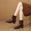 【预售5天】名媛辣妈时装靴秋冬季新款靴子方头粗跟中跟女靴车缝线小皮靴短靴HY&H3550 商品缩略图2