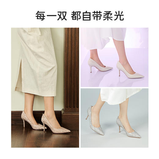 7or9 空气棉气质高跟鞋 自带柔光真皮婚鞋百搭鞋 商品图3