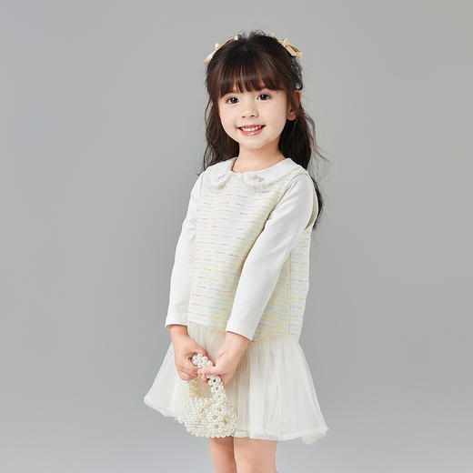 笛莎Deesha 童装女童连衣裙2025春新款娃娃领香风背心裙 商品图1