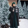 绽放旅行女装828朵/冬季色织亚麻竖条半开门襟抽褶双层长袖连衣裙 商品缩略图2