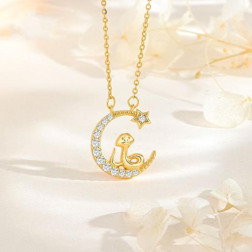 【蛇年限定❗️S925纯银月亮小蛇项链】吉祥福礼，戴来好运，纳福开运！女生肖本命年镶钻高级感送女生礼物闺蜜新年年货礼盒情人节 商品图2