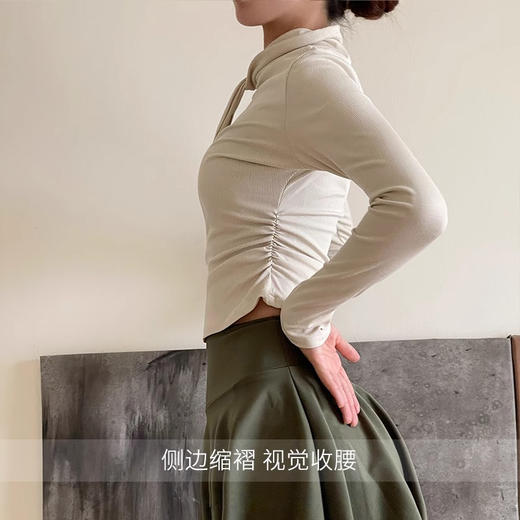 跃牌【禅语梵心】欧美罗纹高领瑜伽服上衣女紧身运动长袖衫跑步T恤CX2953 商品图2