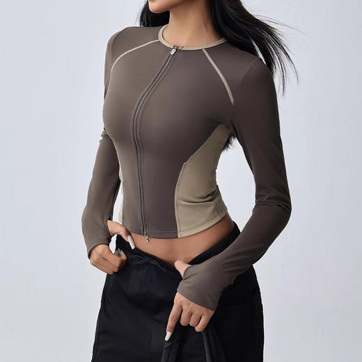 跃牌【禅语梵心】撞色运动外套修身显瘦圆领拉链健身服上衣WT4709 商品图0