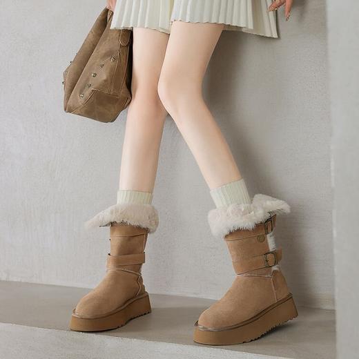 【预售5天】灰咖色厚底雪地靴女冬季新款两穿加绒加厚东北雪地棉鞋KYD&KK10900 商品图3