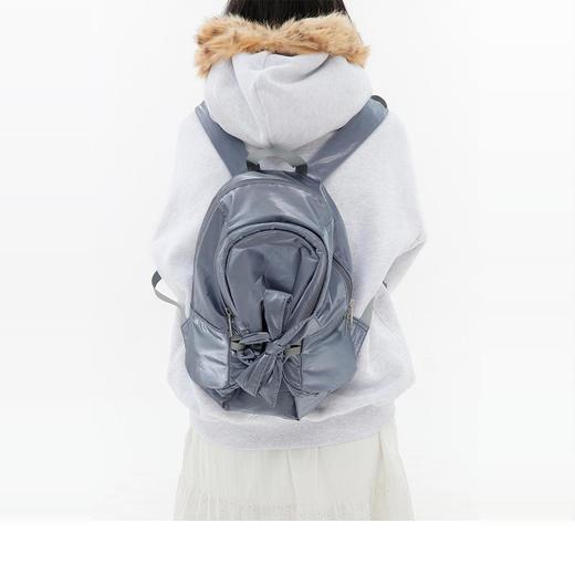 CryingCenter 灰蓝闪光蝴蝶结软双肩包 哭喊中心 商品图0