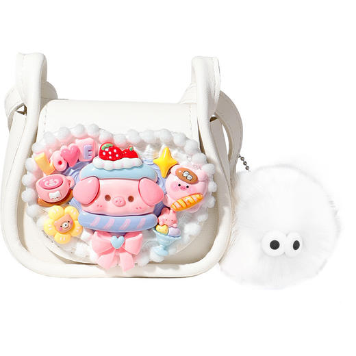 【百搭小可爱挎包】小伶玩具奶呼呼的咕卡公主包 DIY卡通包包制作材料包 可爱猪猪斜挎甜甜圈 商品图4