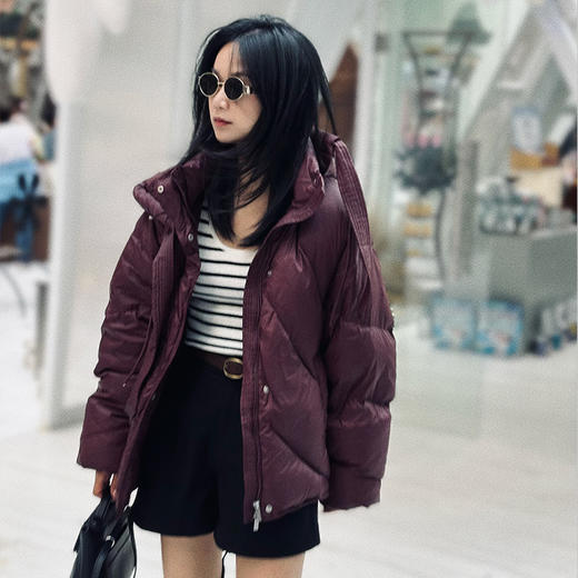 【顺丰包邮】45552 洛诗琳重磅韩系抽绳连帽短款羽绒服女6533351 商品图0