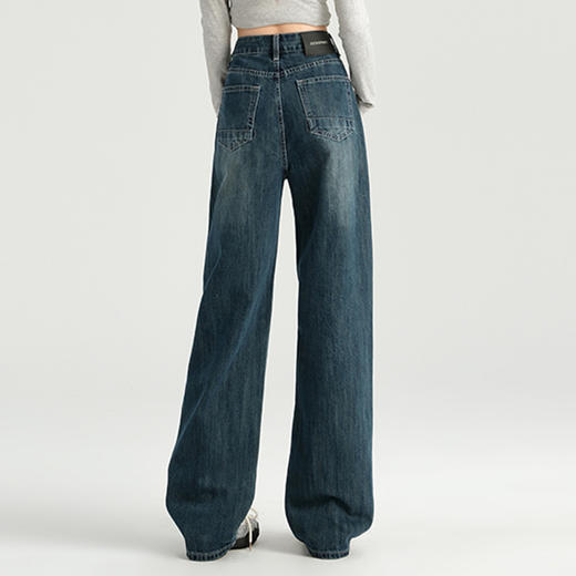 罗蒙四季女士牛仔裤百搭宽松阔腿裤休闲舒适通勤显瘦直筒裤子女 商品图4