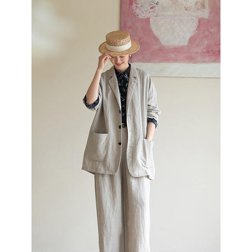 牧衣游原创 进口雨露麻原色短外套女古朴自然百搭开衫薄款 琳琅月 商品图2