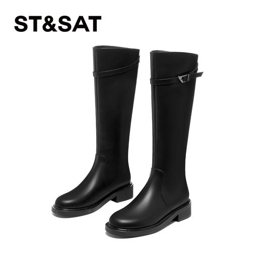 星期六英伦风加绒增高显瘦百搭骑士靴SS341191MS 商品图7