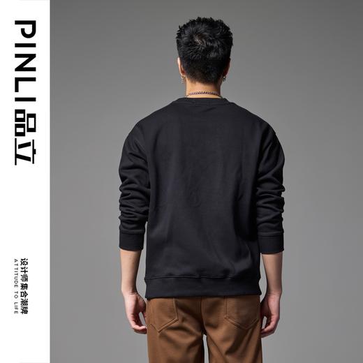 PINLI品立秋装新款纯色套头长袖卫衣男士宽松百搭休闲上衣潮GD223309324 商品图2