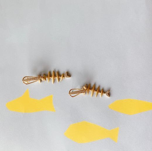 LHWINDSOR Fishbone 鱼骨耳环高级感网红长款耳坠 商品图6
