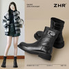 ZHR则则洋气百搭瘦瘦靴加绒马丁靴2024新款厚底短靴西部搭扣女靴 商品缩略图1