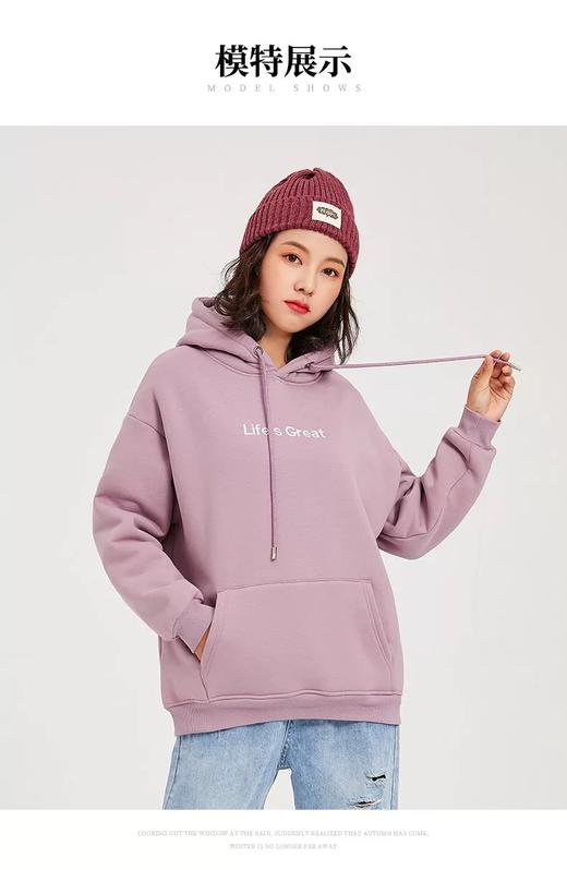 丁摩 大码连帽卫衣不加绒女士棉卫衣新款外套连帽潮流女士上衣ZF009 商品图4
