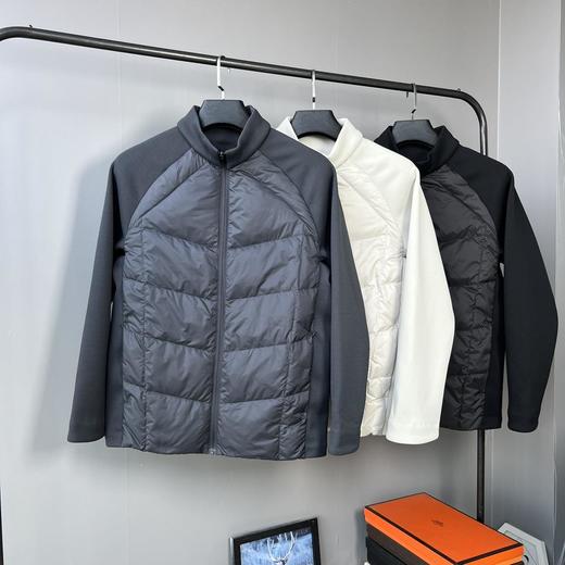 迪+90白鸭绒杜邦三防面料男羽绒服立领针织拼接运动户外冬装外套 商品图0