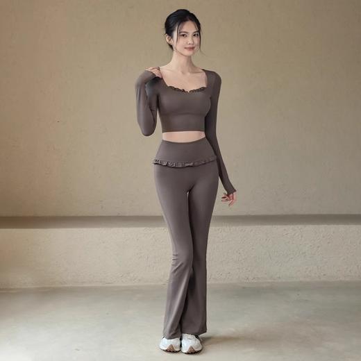 跃牌【禅语梵心】荷叶边微喇瑜伽裤女高腰显瘦运动喇叭裤CK5028 商品图4