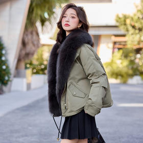 女式羽绒服大狐狸毛领，洋气时尚白鸭绒保暖外套YJLY6897
