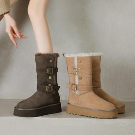 【预售5天】灰咖色厚底雪地靴女冬季新款两穿加绒加厚东北雪地棉鞋KYD&KK10900