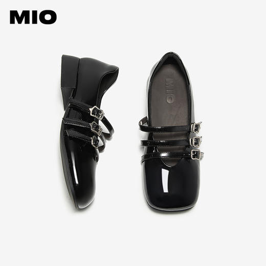 MIO米奥甜美可爱风玛丽珍鞋黑色搭扣设计粗跟单鞋M251450202 商品图3